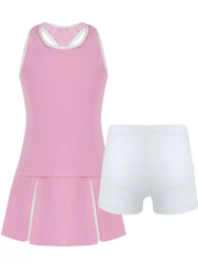 Kids Girls Sleeveless Golf Tennis Dress with Shorts