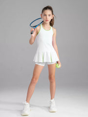 Kids Girls Sleeveless Golf Tennis Dress with Shorts