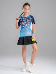 Kids Girls Athletic Shirt and Skirt Set Sports Dress Outfits