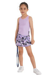 Kids Girls Tennis Tank Top and Skirt with Shorts Set
