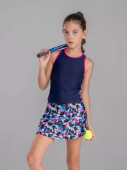 Kids Girls Tennis Tank Top and Skirt with Shorts Set