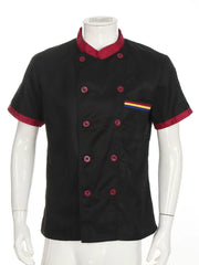 Mens Short Sleeve Chef Coat Jackets Stand Collar Cooks Shirt Uniform
