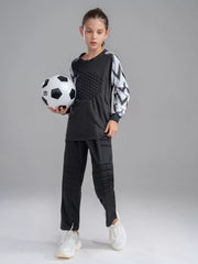 Padded Soccer Goalkeeper Jerseys and Pants for Kids Boys Girls