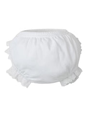 White Newborn Short Baby Girl Ruffle Panties Diaper Covers With Lace