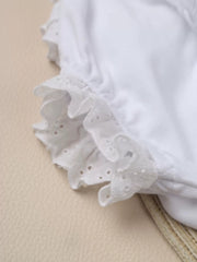 White Newborn Short Baby Girl Ruffle Panties Diaper Covers With Lace