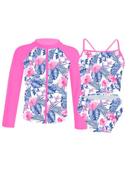 Girls 3-Piece Rash Guard Sets UPF 50+ Sun Protection Swimwear Swimsuit