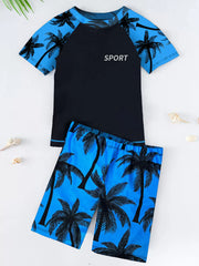 Boys Two Piece Rash Guard Swimsuits Water Sport Swimwear Bathing Suits
