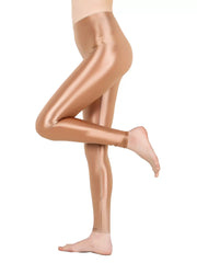 Women's Glossy Opaque Leggings for Gym Yoga Shiny Pilates Pants