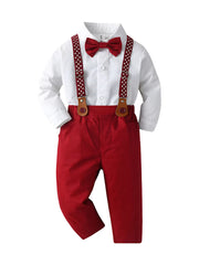 Baby Boys Clothes Gentleman Formal Dress Shirt Suspender Pants Sets