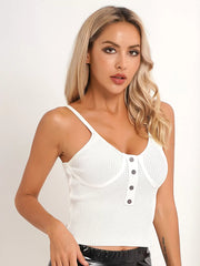 Women Ribbed Knitted Camisole Crop Top